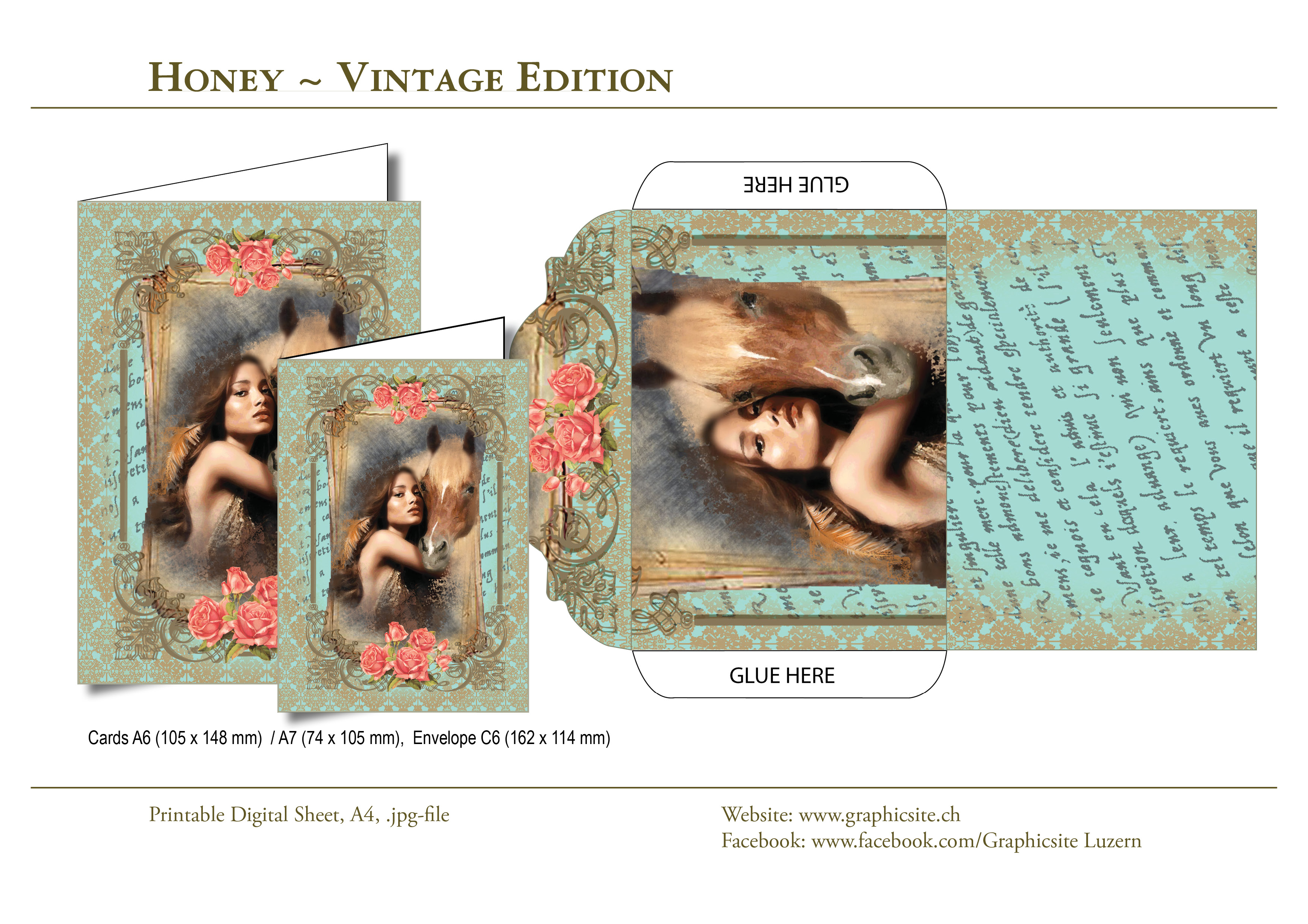 Karten selber drucken - DIN A-Formate - Honey_VintageEdition